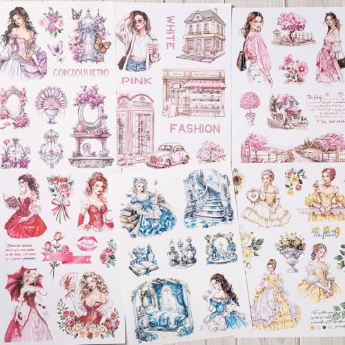 YagCu Journal Sticker Book, Moment of Love Scrapbook Stickers, Junk Journal Supplies, Pre-Cut Aesthetic Scrapbooking and Journaling for Women, Pink Decorative Ephemera Bullet Planner DIY Arts - Image 5