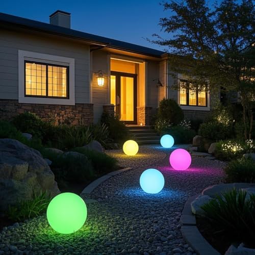 Mr.Go 14-inch LED Ball Light, Cordless Rechargeable Globe Lamp w/Remote - Image 3