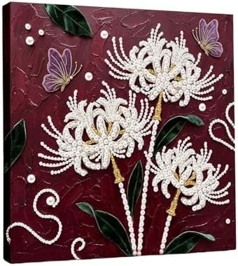 LQCrafK DIY Pearl Art Painting Handcraft Kit for Adults Beginners with Tools and Framed Painting, Creative Design,Self-Adhesive, Healing Stress-Relieving Home Wall Decoration-Red Spider Lily by LQCrafK