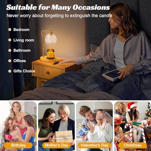 Candle Warmer Lamp, Adjustable Timer & Dimmer Golden Crystal Shade Wax Lamp - Image 7
