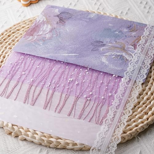 15Pcs Handmade Scrapbook Art Paper Craft Textured Colorful A5 sheet Mesh Special Paper Mix for Scrapbooking Junk Journal Journaling Supplies DIY Materials,5.8x8.2 inches (Purple) - Image 5