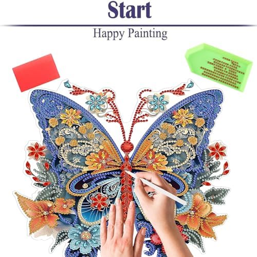 Diamond Painting Kits for Adults Beginners, 5D Full Drill Flowers and Butterfly Crystal Art Desktop Ornament, DIY Single Sided Home Office Desk Decor, Creative Craft Gift Set with Tools - Image 6