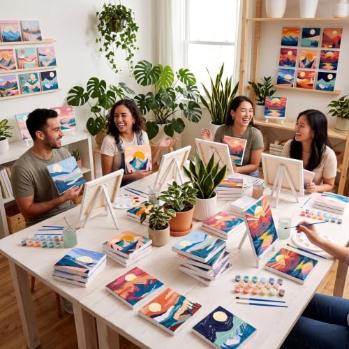 Yiyiring 12 Set Mini Mountain Paint by Numbers Kit for Adults Mini Canvas - Image 6