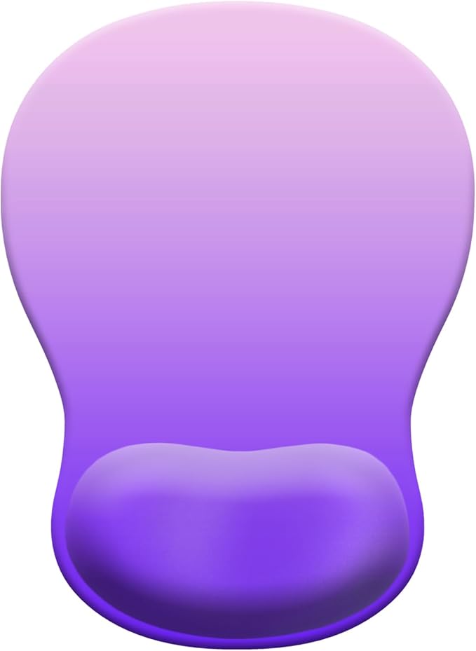 Gel Mouse Pad with Wrist Rest, Ergonomic Concave Wrist Support Mousepad with Non-Slip PU Base & Smooth Surface Comfortable Desk Accessories Mat for Office, Home Gaming and Study (03 Gradient Purple)