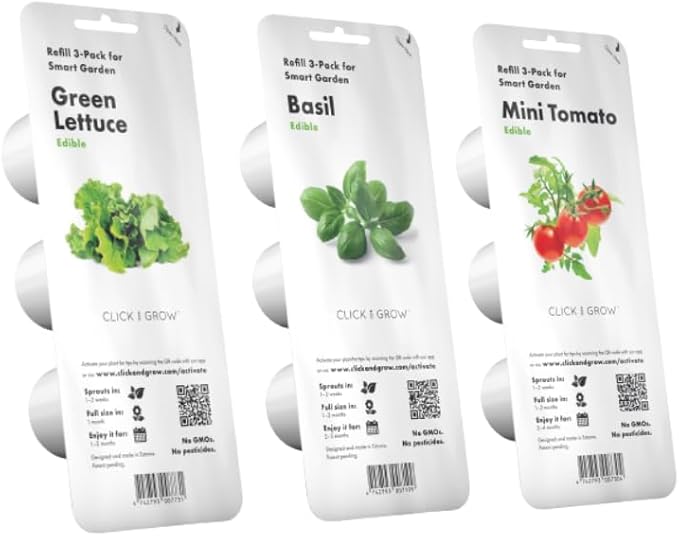 Click & Grow Indoor Herb Garden Kit with Grow Light | Easier Than Hydroponics Growing System | Smart Garden for Home Kitchen Windowsill | Vegetable & Herb Garden Starter Kit with 9 Plant pods, White