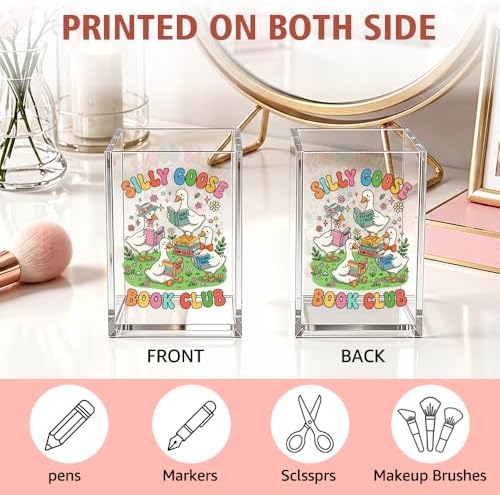 Funny Silly Goose Book Club Acrylic Pencil Holder Cup for Reader - Image 3