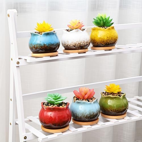Cute 4" Round Ceramic Home Garden Decoration Succulent Cactus Flower Pots Container -Plant Not Included，Red - Image 5