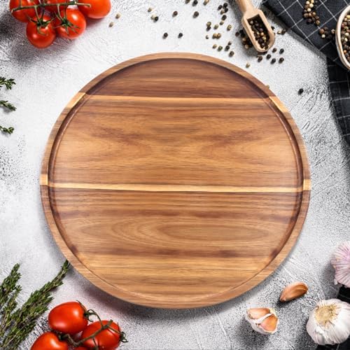 Acacia Round Wood Serving Tray for Ottoman Coffee Dining Table Decorations - Image 7