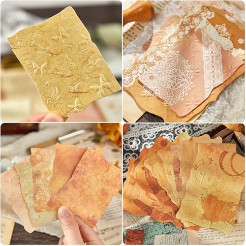Flartmo 180 Sheets Embossed Textured Scrapbook Paper with 2 Double Sided Tapes, 6 Packs Scrapbook Supplies Kit for Scrapbooking, Junk Journal, Card Making Supplies, Planner, Collage - Image 5