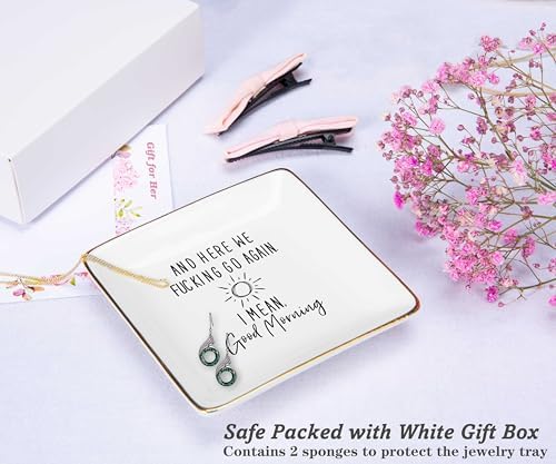Here We Fucking Go Again-Trash Talk,Sass,Snark-Ton Of Swears-Funny New Year Birthday Christmas Mom Gift-Sarcastic Gag Presents for Her Women Friends-Ceramic Jewelry Tray Trinket Holder Ring Dish - Image 2