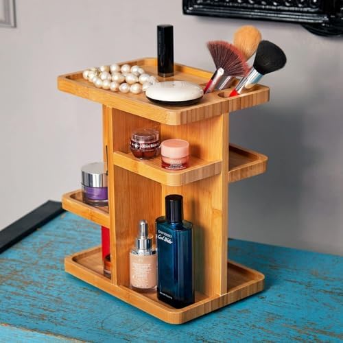 Bamboo 360° Rotating 12" Makeup Organizer, Cosmetic Organizer (Pack of 2) - Image 4