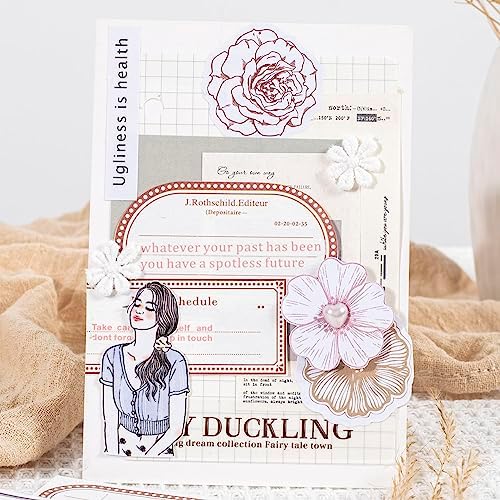 Alideco 400pcs Scrapbook Paper Vintage Minimalist Border Scrapbooking Paper for Journaling Supplies, Decorative Craft Paper for Junk Journals (biankuangxiaorizi) - Image 3