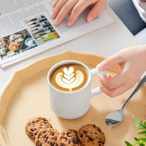 vancasso Porcelain Coffee Mugs Set, 12 oz Ceramic Coffee Cups for Latte Hot Tea Cappuccino Cocoa Milk Cups Set of 6, Dishwasher & Microwave Safe, White - Image 5