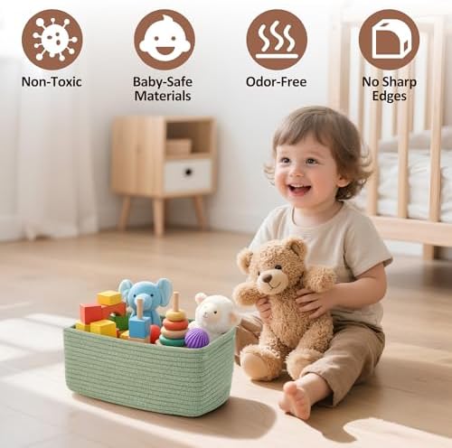 5-Pack Small Woven Rope Storage Baskets, 2 Sizes Organizer Bins - Image 4