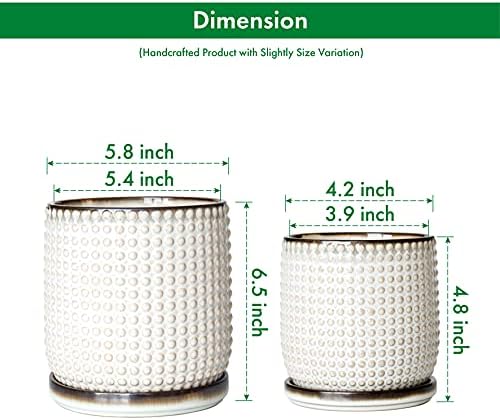 D'vine Dev Beaded Ceramic Planter Pots, 4/6 in, Smoked White, 27-D-U-1 - Image 3