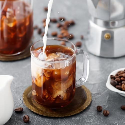 Glass Coffee Mugs, 12 oz iced coffee cups, Clear Tea Cups Set of 6, Glass Mugs with Handles, Glass Cups for Latte, Cappuccino, and Tea - Image 6