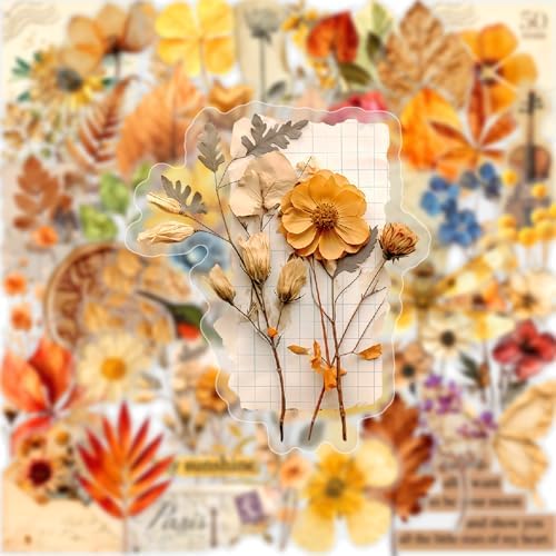 50PCS Transparent Flora Scrapbook Stickers, Flower-G - Image 3