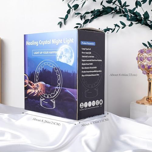 Runyansghi Chroma Electroplated Single Point Night Lamp 8.6" Healing Crystal Bedside Lamp USB Port 3 Colours Dimming Mode Bedroom Lamp Suitable Night Light Office Home Decor Ideal Gift - Image 6