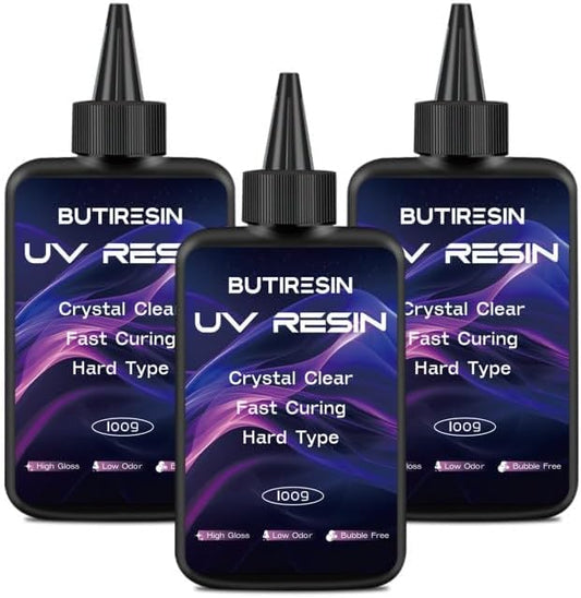 ButiResin UV Resin 300g, UV Resin Clear - Fast Curing, Crystal Clear, Odourless, Low Viscosity & Hard Type, UV Resin Kit for DIY Jewelry Making, Casting, and Coating Crafts