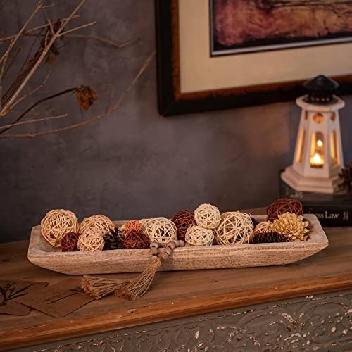 Hanobe Large Decorative Bowl for Coffee Table Entryway Decor, White Wood - Image 4