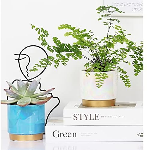 Gepege Succulent Pots for Plants, Succulent Planter with Drainage Holes, Ceramic Pot for Indoor Plant, Set of 4 - Image 5