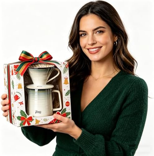 Bincoo Pour Over Coffee Maker&Dripper, Style Cone Filter + 450ml Ceramic Coffee Server, Manual Coffee Brewer Set, Reusable Coffee Filter Holder, Great Gift for Coffee Enthusiasts - Image 6