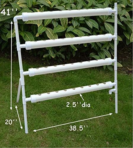 Wall-Mounted Hydroponic Grow Kit 36 Plant Sites Hydroponics Planting System 4 Food-Grade PVC Pipes Hydroponic Gardening Indoor System with 110V Well Pump,Planting Sponge,Hose