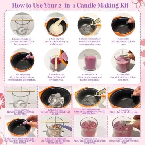 2-in-1 Soy & Jelly Wax DIY Candle Making Kit for Beginners & Adults - Image 5