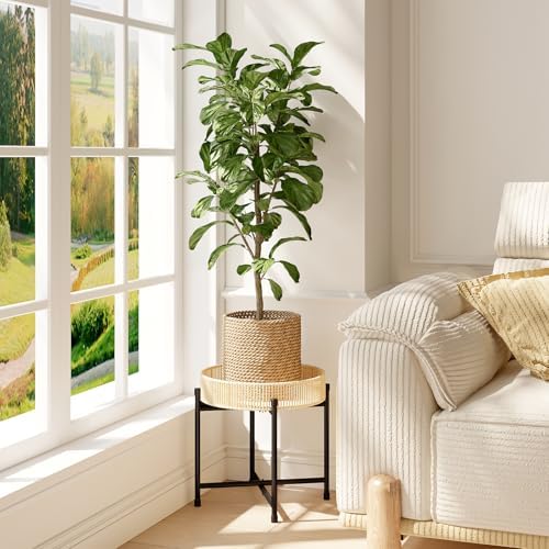 Bamworld Rattan Plant Stand Indoor Boho Plant Table for Large Plants Single Plant Stool Plant Holder for Living Room Bedroom - Image 2