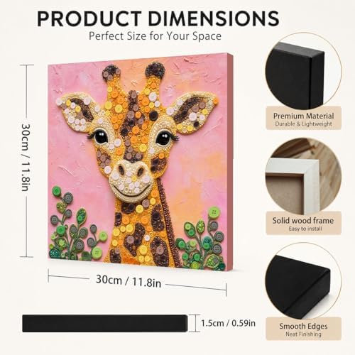 Framed Button Art Kit 11.8" DIY Mosaic Craft for Adults(Giraffe) - Image 6
