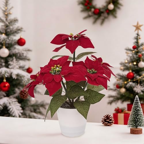 Artificial Christmas Flower Lamp Night Light, Battery Powered for Christmas Bedroom Bar Coffee Shop Decor, Gifts for Women Mom Grandma Girlfriend Birthday Christmas Valentines Mothers Day - Image 4