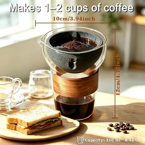 Glass Pour Over Coffee Maker Set, Ceramic Drip, No Paper Filters Needed - Image 5