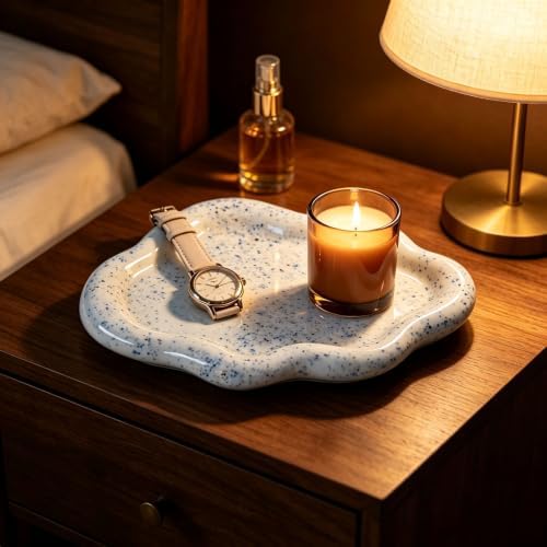Jewelry Tray for Women, Cloud Shape Ceramic Trinket Dish, Jewelry Organizer Storage Holder for Ring Earring Bracelet Necklace, Ring Tray (Stone Blue) - Image 7