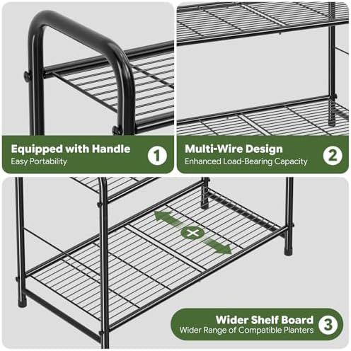 Simple Trending Plant Stand Indoor Outdoor, Plant Shelf for Multiple Pots Metal, 3 Tiers Large Plant Holder for Living Room Garden Balcony - Image 6
