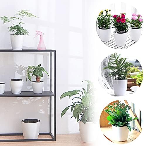 Haawooky 12 PCS Self Watering Plastic Planter,4 Inch Plastic Flower Plant Pot with Inner Pot,Self Watering Planter White Flower Pot for Herbs,Flowers,All House Plants,Succulents - Image 5