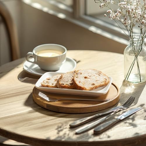 9 Inch Acacia Wood Round Tray, Wooden Decorative Coffee Table Tray Centerpiece Candle Holder for Farmhouse Kitchen Dining Room Home Bathroom Decor Coffee Table Decor and Accessories - Image 6