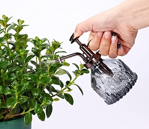Glass Plant Mister - 6.5" Green Glass Water Spray Bottle with Gold Top Pump, Small Plant Sprayer for Indoor/Outdoor House Plants (Gray+Bronze) - Image 5
