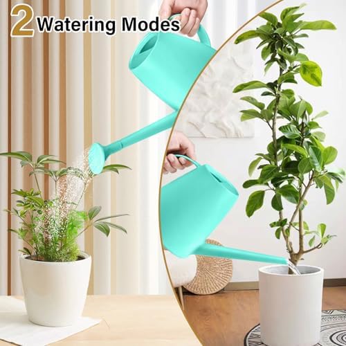 Plastic Watering Can - for Indoor and Outdoor House Plant Garden - with Long Spout - 1/2 Gallon - SkyBlue - Image 4