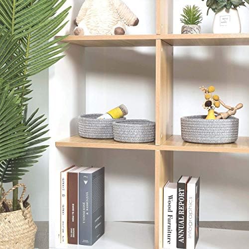 MINTWOOD Design Set of 3 Cotton Rope Nesting Bowls, Small Catch All Basket, Cute Closet Baskets and Bins for Shelves, Mini Table Basket Organizer for Small Accessories, Light Gray Mix - Image 6