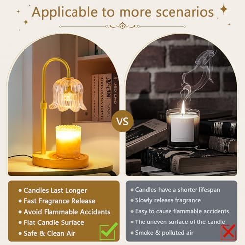 Candle Warmer Lamp Electric Timer - Flower Home Decor Women Birthday Gifts - Image 5