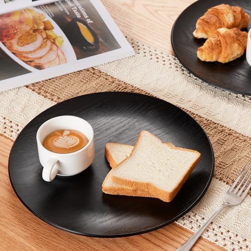 Yangbaga Black Wood Serving Tray: Round Decorative Tray for Home Decor - Image 2