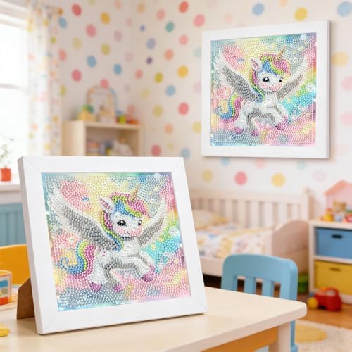 GHHKUD Unicorn Diamond Art Painting Kits for Adults with Frame, Diamond Art Animals Crafts for Ages 4-6-8-12, Easy to DIY Gem Painting Gifts Home Wall Decor 15x15cm (Beautiful Packages) - Image 4