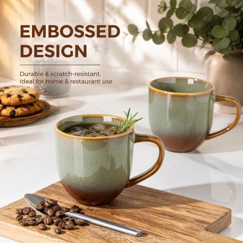 theterra Ceramic Coffee Mugs Set of 6, 12 oz Coffee Cups with Handle - Image 6