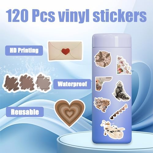 120Pcs Vintage Stickers, Waterproof Scrapbook Aesthetic Sticker for Daily Planner, Water Bottles, Handbook Junk Diary Stickers, Adults Scrapbooking Journaling Supplies DIY Paper Crafts - Image 3