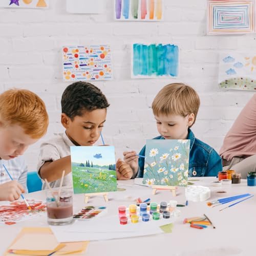 Qilery 24 Set 6 x 6 Inch Canvas Boards and Easel for Painting, Acrylic Paint Strips, Palettes, Brushes, Canvases Painting Kits for Kids Adults Artists Beginners Oil Acrylic Painting Party Favors - Image 5