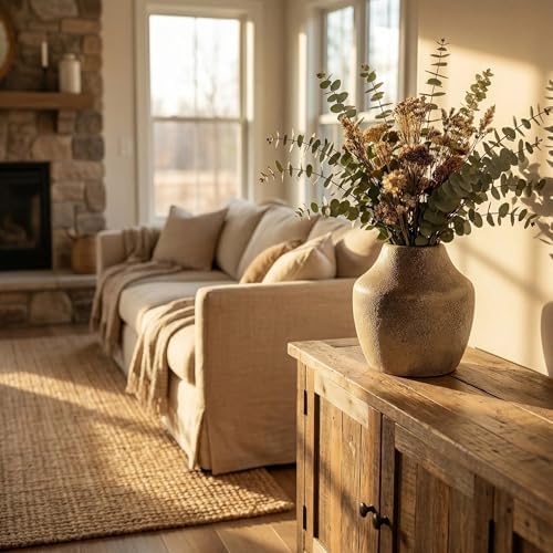 Rustic Vintage BrownTerracotta Pot, 5.3 Inch Aged Ceramic Vase for Dried/Fresh Flowers, Handcrafted Round Planter for Farmhouse, Boho Home Decor, Living Room, Entryway, Airbnb Styling - Image 7