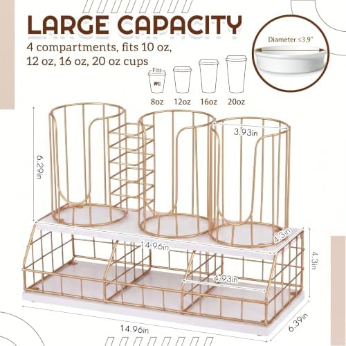Geelin 18oz Adjustable Coffee Cup Dispenser with Wooden Base - Image 3