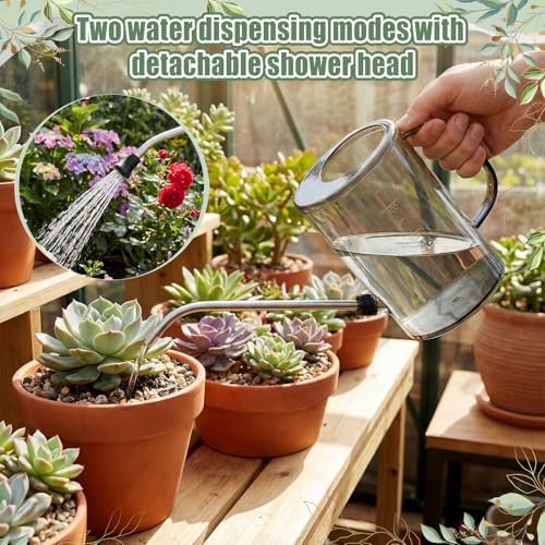 Plants Watering Can for Indoor Plants with Long Stainless Steel Spout & Soil Moisture Meter Long Spout Watering Cans for House Plant, Pot Flower, Succulent, Garden(Gray,1 L,Cylindrical) - Image 5