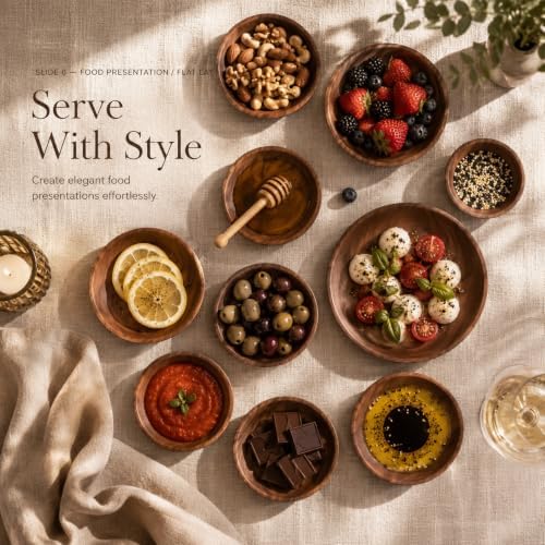 Handcrafted Walnut Wood Serving Plates - Set of 3 Stackable Round Wooden Trays - 7, 6, 4 Inch Food-Safe Plates for Charcuterie, Snacks, Sushi, desert plate, Jewelry Dish & Minimalist Home Decor - Image 3
