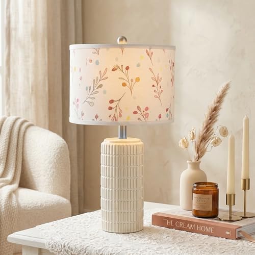 PoKat 23'' Table Lamp with Flower Lampshade for Night Stands, Birthday Gifts for Women Mom, House Warming Gifts New Home Decor, Ceramic Lamp for Living Room, Modern Bedroom Lamp for Nursery - Image 7